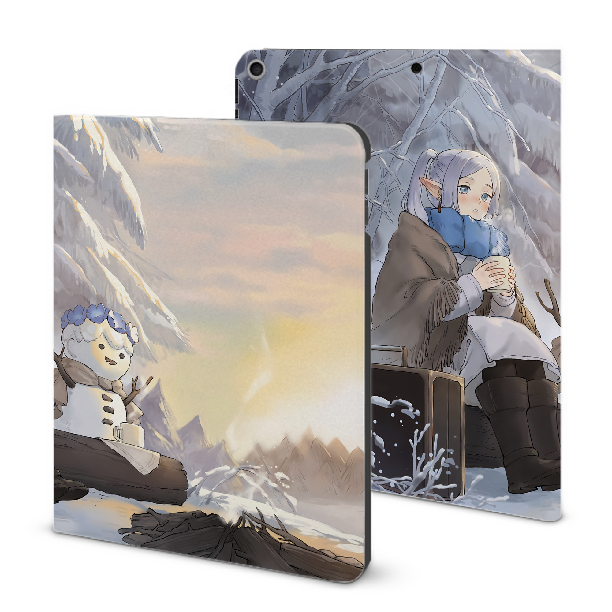 （画像用） 葬送のフリーレン Frieren IPad ケース ブック型 PUレザー TPU 耐衝撃 軽量 薄型 ペン収納なし 全面保護 IPad 各モデル対応
